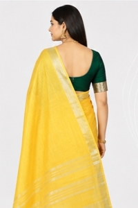Picture of Bihar Khadi Yellow Color Cotton Saree