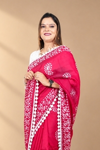 Picture of Bihar Khadi Organza Silk Red Bandhani Print Saree