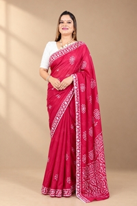 Picture of Bihar Khadi Organza Silk Red Bandhani Print Saree