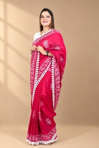 Picture of Bihar Khadi Organza Silk Red Bandhani Print Saree