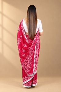 Picture of Bihar Khadi Organza Silk Red Bandhani Print Saree