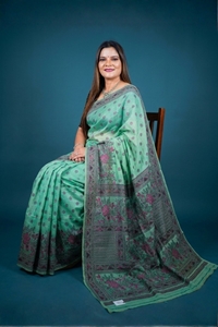 Picture of Bihar Khadi Cotton Mint Green Floral Printed Saree