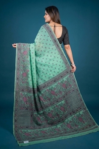 Picture of Bihar Khadi Cotton Mint Green Floral Printed Saree